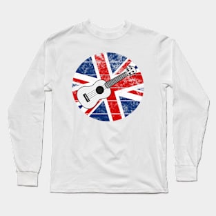 Ukulele UK Flag Britain Ukulelist British Musician Long Sleeve T-Shirt